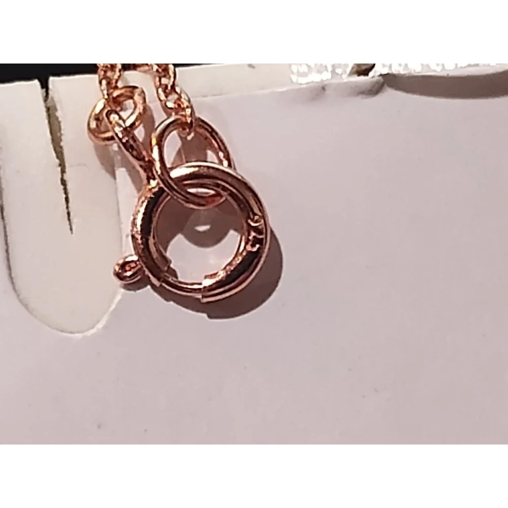 925 Sterling Silver Rose Gold Initial d Dog Tag Necklace Cubic Zirconia 18 In